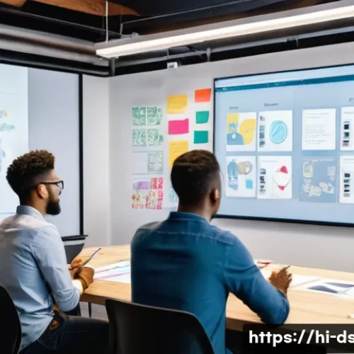 디자인에서 사용자 참여를 유도하는 방법 - **Prompt:** A diverse group of young adults and professionals, both male and female, actively collab...